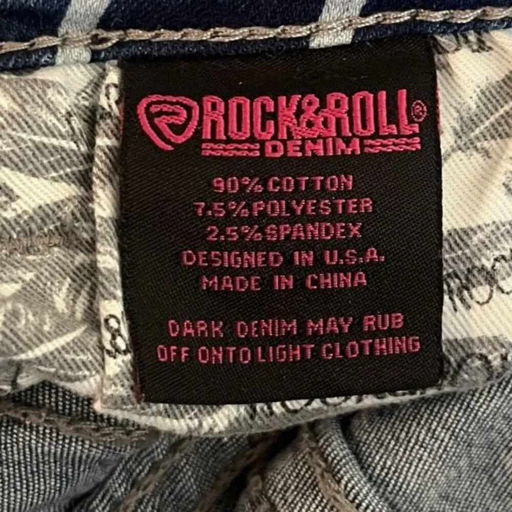 Rock & Roll Denim Women Size 25 High Rise Striped Trousers Bootcut Flare Jeans